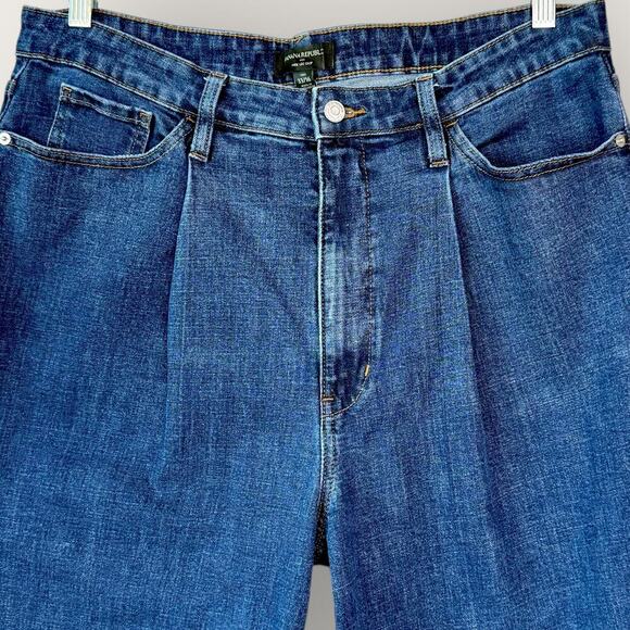 Banana Republic Wide Leg Crop High Rise Blue Jeans Pleated Women Size 33/16 Tall - Picture 4 of 12